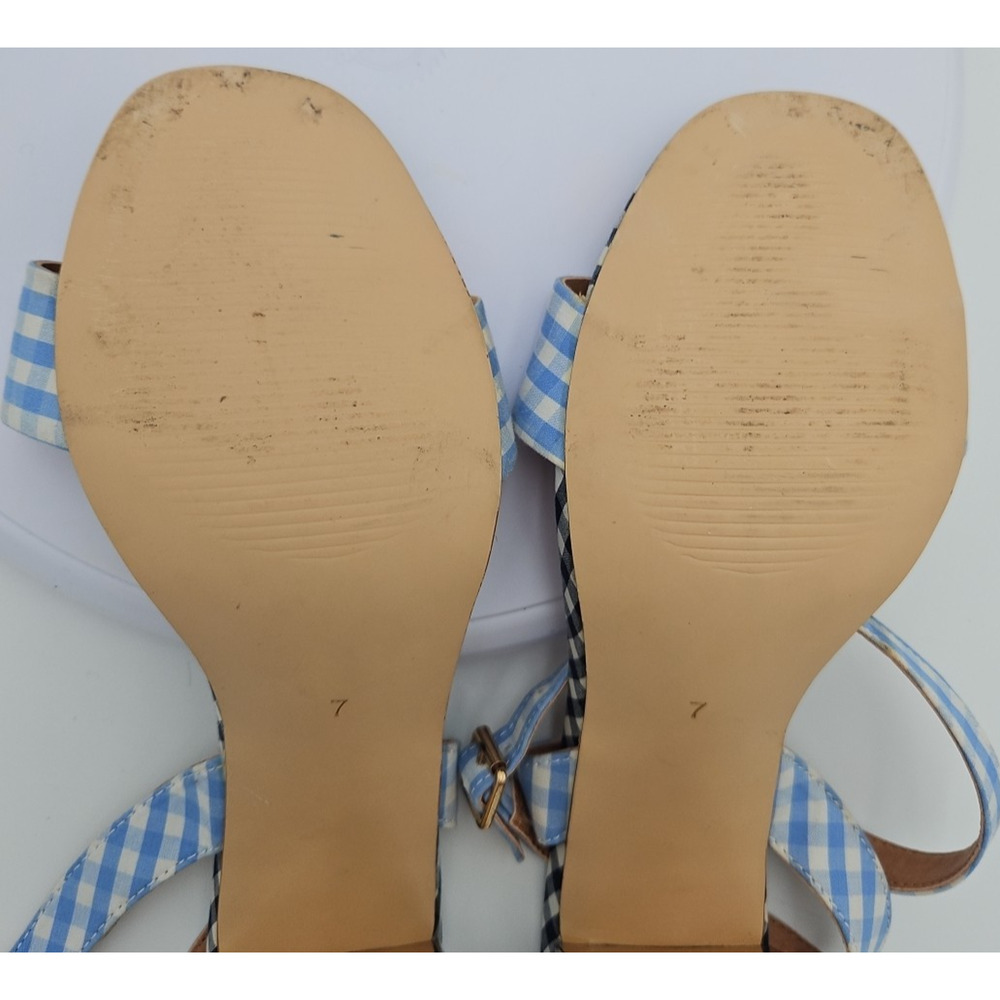 River Island Lt &‎ Dk Blue Gingham Strappy Sandal 4 inch Heels Womens Sz 7 *EUC* - Picture 16 of 16